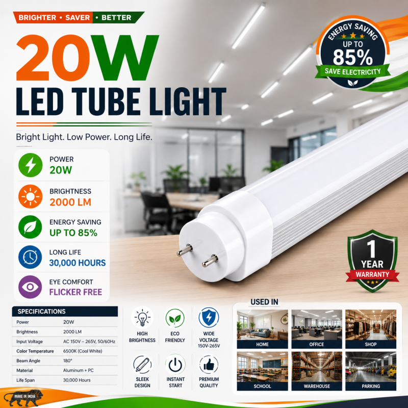 Barsha Lighting 20W Tube Light Pack Of 5