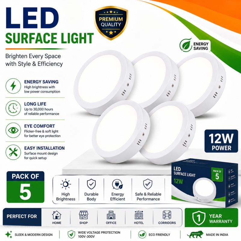 Barsha Lighting 12W Concil Led Light Pack Of 5