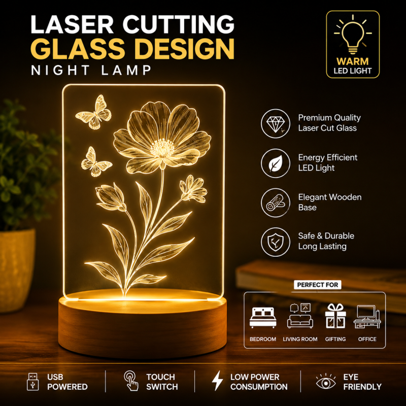 Barsha Lighting Glass Laser Cutting Night Lamp Pack Of 10