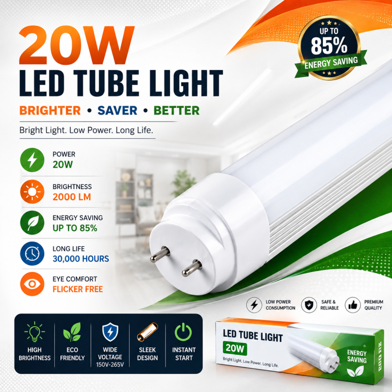 Barsha Lighting 20W Tube Light Pack Of 5