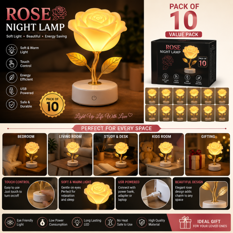 Barsha Lighting Backup Rose Shape Night Lamp Pack Of 10